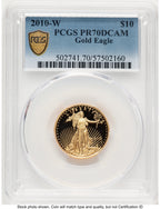 2010-W Proof Gold Eagle 1/4 oz Blue Gradient PCGS PR70