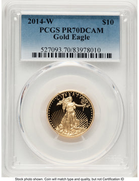 2014-W Proof Gold Eagle 1/4 oz Blue Gradient PCGS PR70