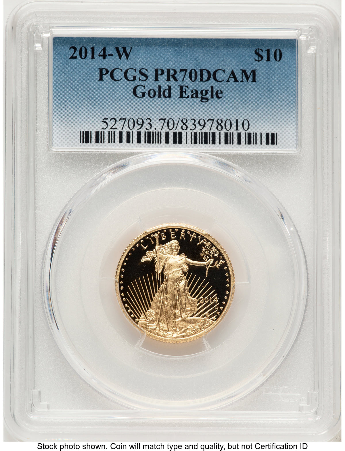 2014-W Proof Gold Eagle 1/4 oz Blue Gradient PCGS PR70