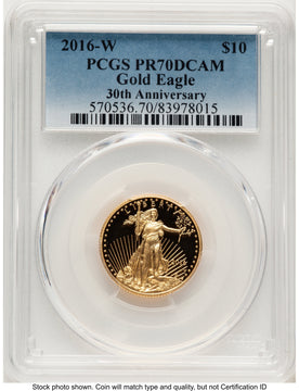 2016-W Proof Gold Eagle 1/4 oz Blue Gradient PCGS PR70