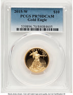 2015-W Proof Gold Eagle 1/4 oz Blue Gradient PCGS PR70