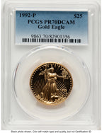 1992-P Proof Gold Eagle 1/2 oz Blue Gradient PCGS PR70