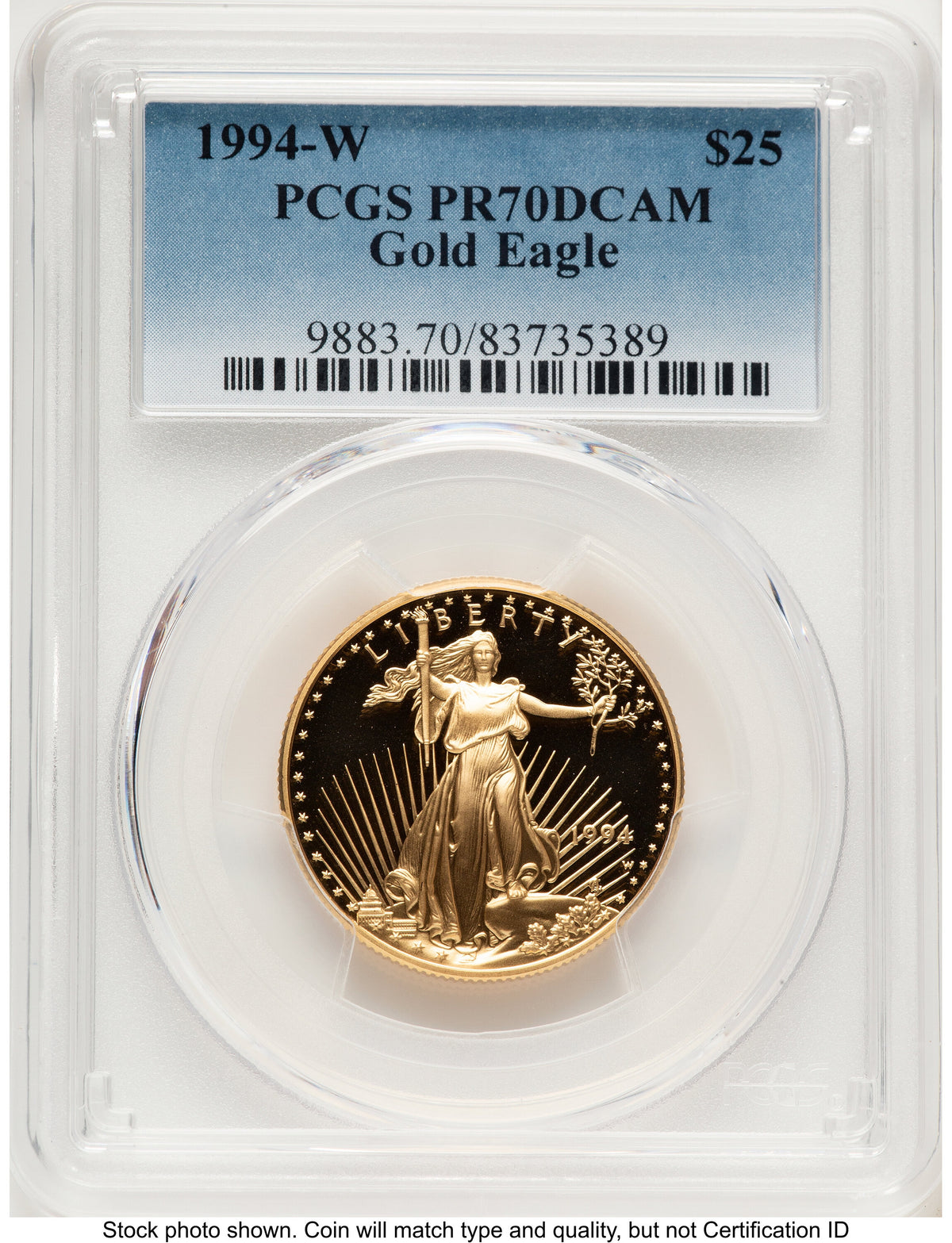 1994-W Proof Gold Eagle 1/2 oz Blue Gradient PCGS PR70