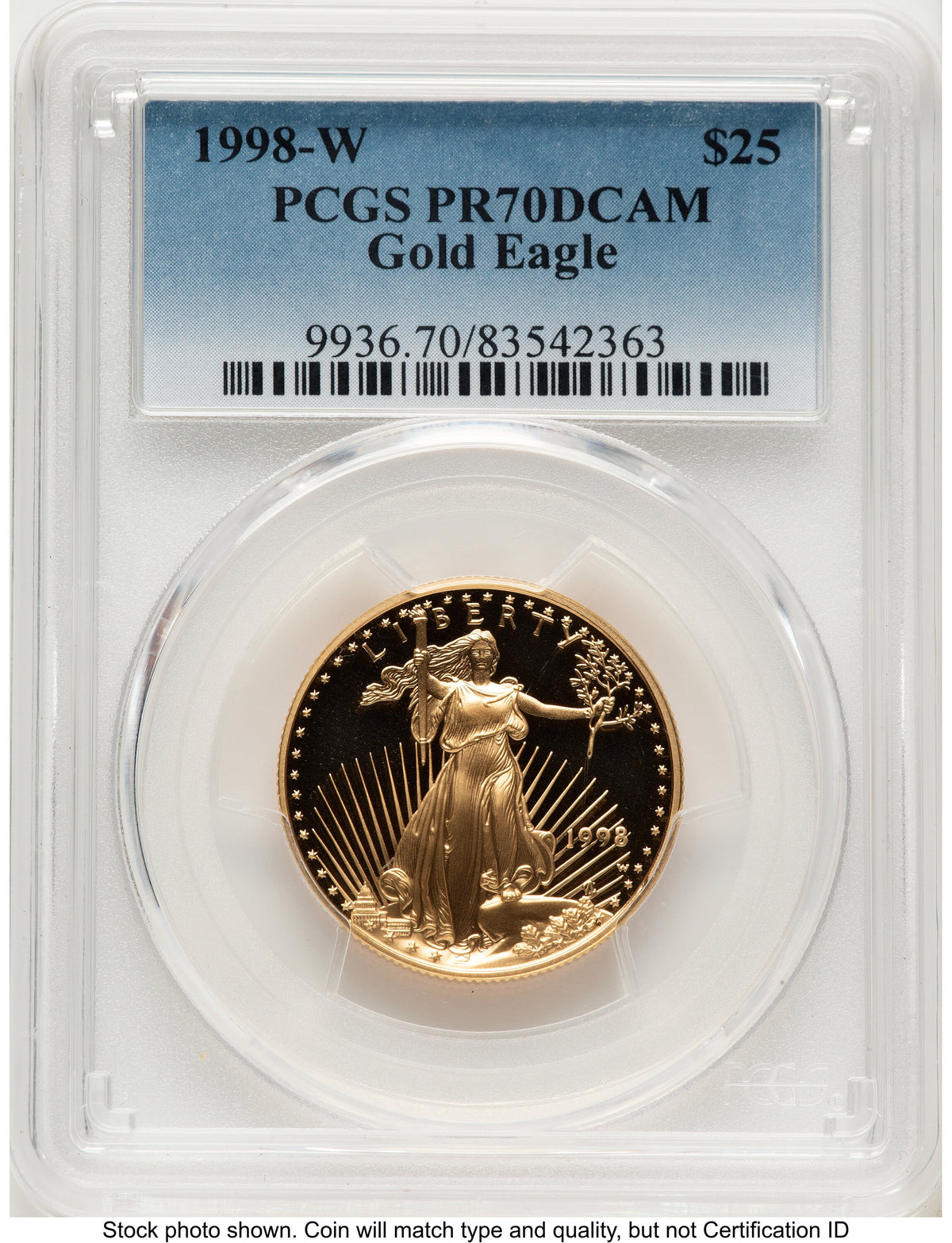 1998-W Proof Gold Eagle 1/2 oz Blue Gradient PCGS PR70