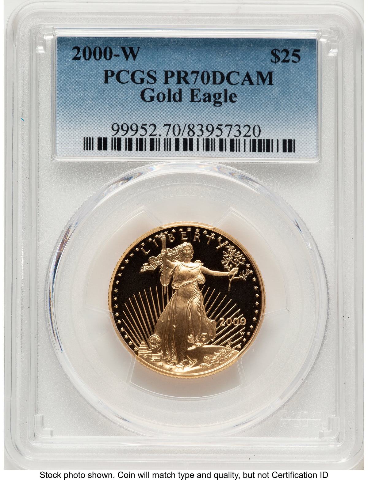 2000-W Proof Gold Eagle 1/2 oz Blue Gradient PCGS PR70