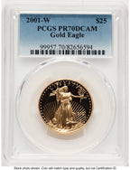 2001-W Proof Gold Eagle 1/2 oz Blue Gradient PCGS PR70