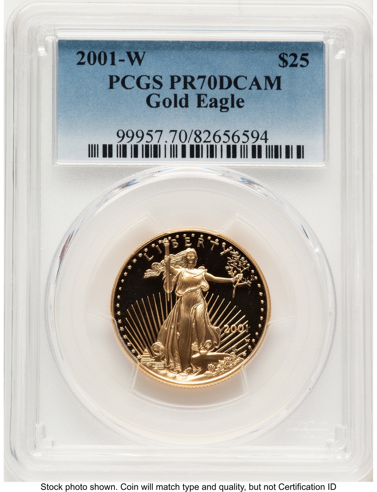 2001-W Proof Gold Eagle 1/2 oz Blue Gradient PCGS PR70