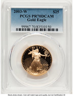 2003-W Proof Gold Eagle 1/2 oz Blue Gradient PCGS PR70