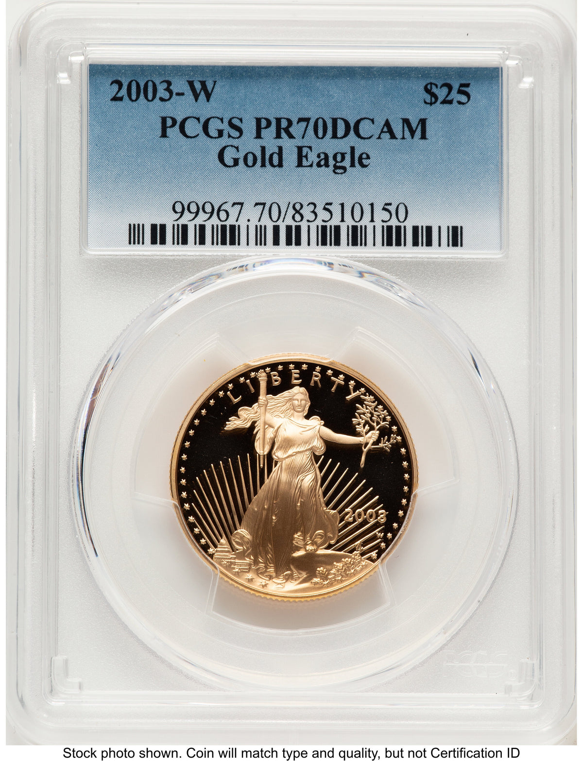 2003-W Proof Gold Eagle 1/2 oz Blue Gradient PCGS PR70