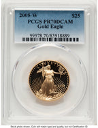 2005-W Proof Gold Eagle 1/2 oz Blue Gradient PCGS PR70