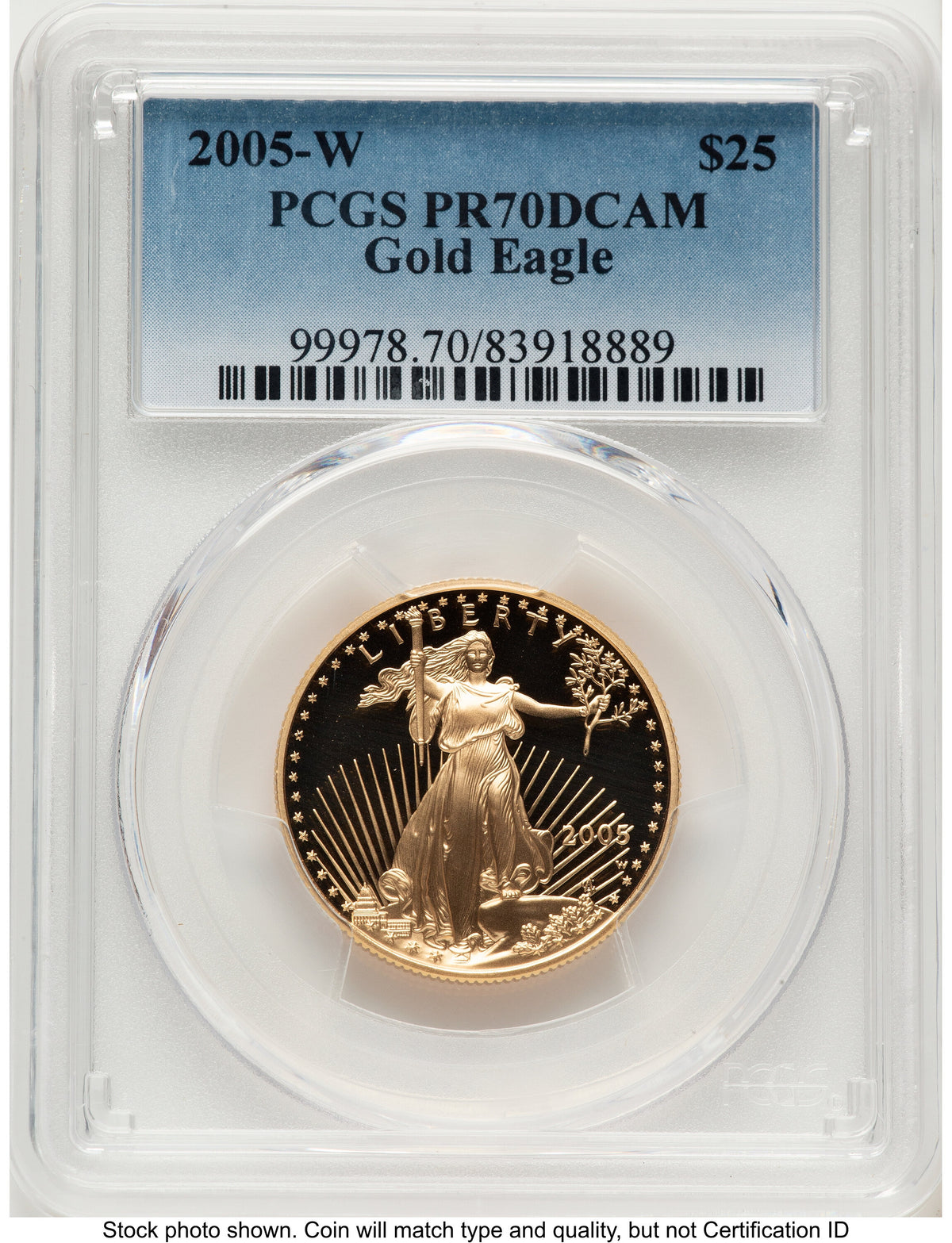 2005-W Proof Gold Eagle 1/2 oz Blue Gradient PCGS PR70