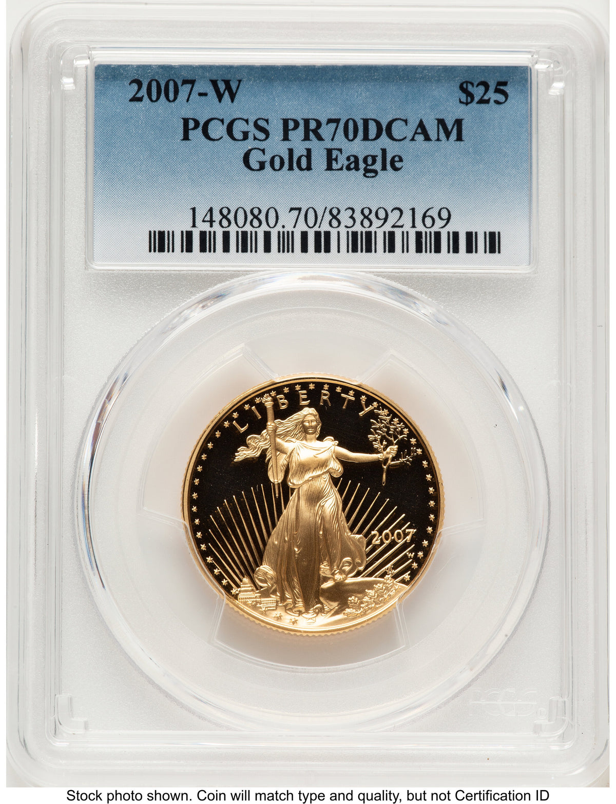 2007-W Proof Gold Eagle 1/2 oz Blue Gradient PCGS PR70