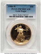 1988-W Proof Gold Eagle 1 oz Blue Gradient PCGS PR70