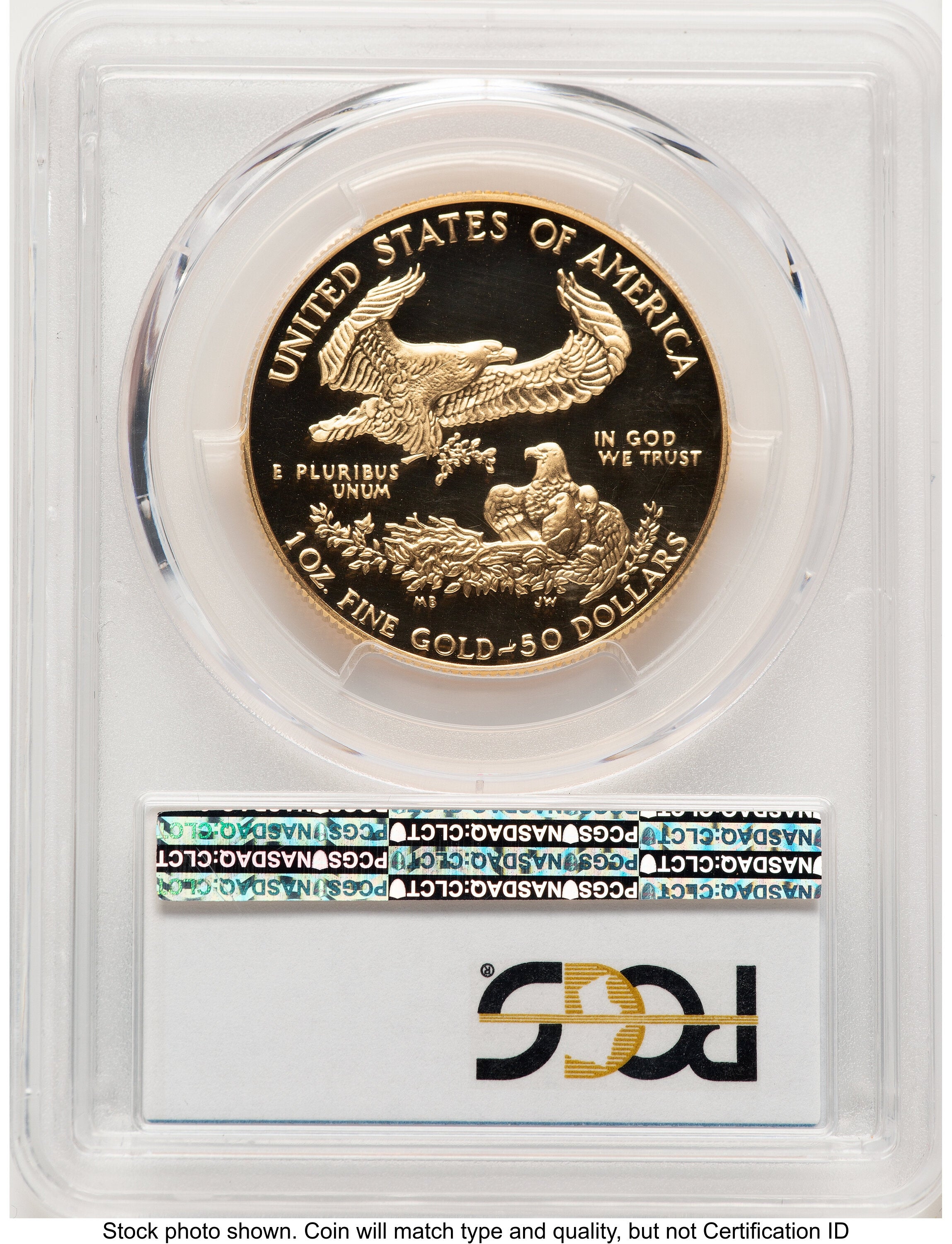 1989-W Proof Gold Eagle 1 oz Blue Gradient PCGS PR70