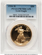 1990-W Proof Gold Eagle 1 oz Blue Gradient PCGS PR70