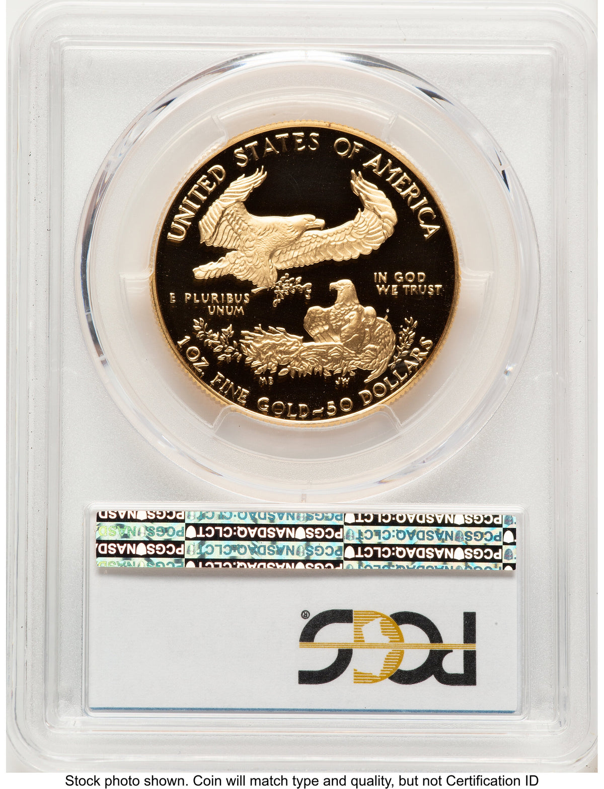 1990-W Proof Gold Eagle 1 oz Blue Gradient PCGS PR70