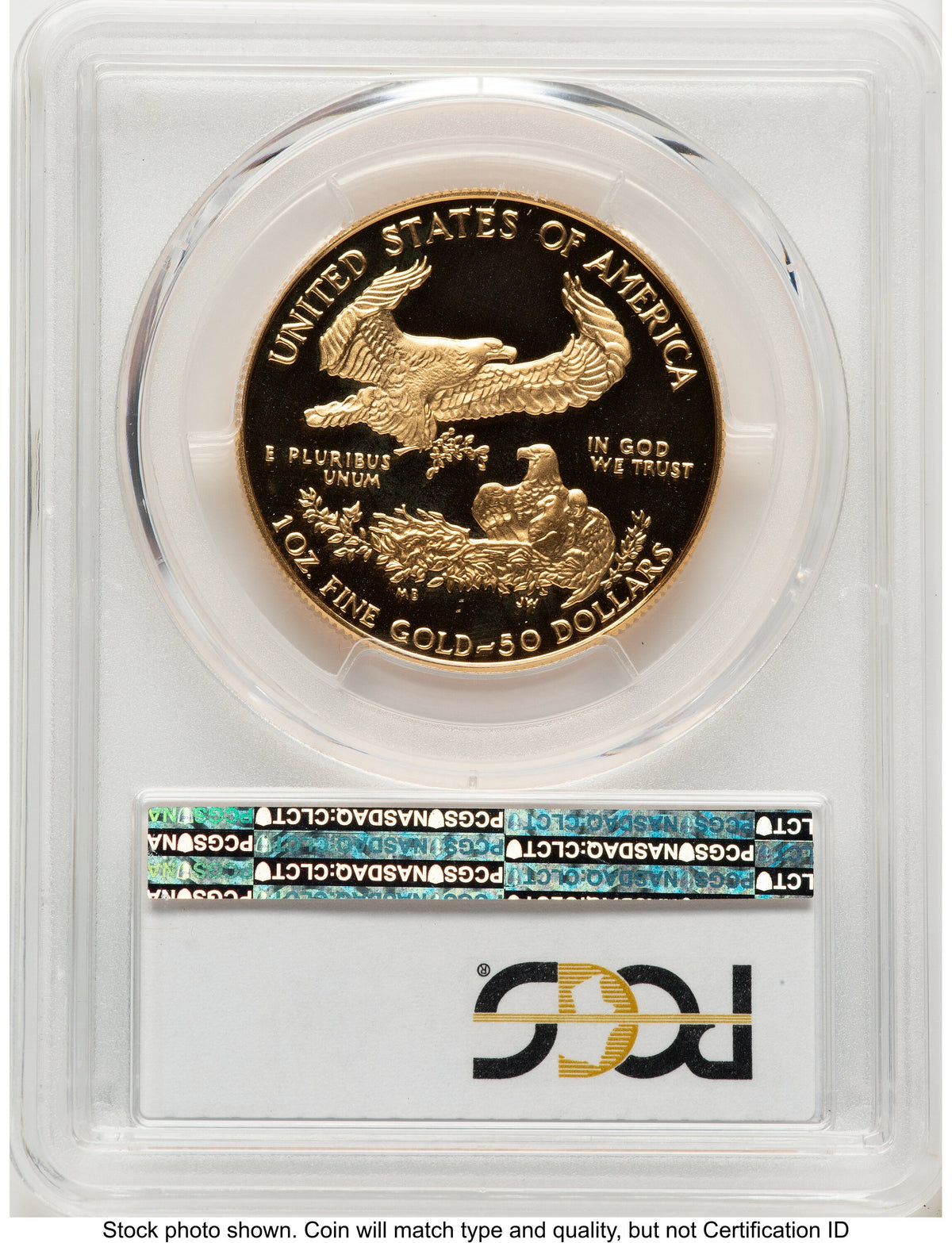 1991-W Proof Gold Eagle 1 oz Blue Gradient PCGS PR70