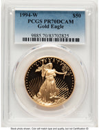 1994-W Proof Gold Eagle 1 oz Blue Gradient PCGS PR70