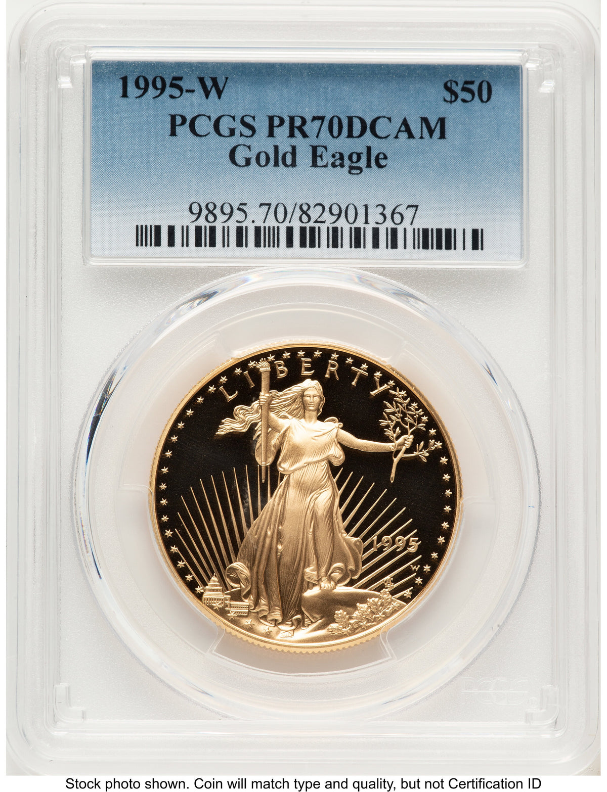 1995-W Proof Gold Eagle 1 oz Blue Gradient PCGS PR70