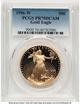 1996-W Proof Gold Eagle 1 oz Blue Gradient PCGS PR70
