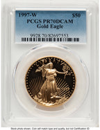 1997-W Proof Gold Eagle 1 oz Blue Gradient PCGS PR70
