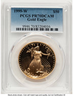 1999-W Proof Gold Eagle 1 oz Blue Gradient PCGS PR70