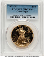 2003-W Proof Gold Eagle 1 oz Blue Gradient PCGS PR70