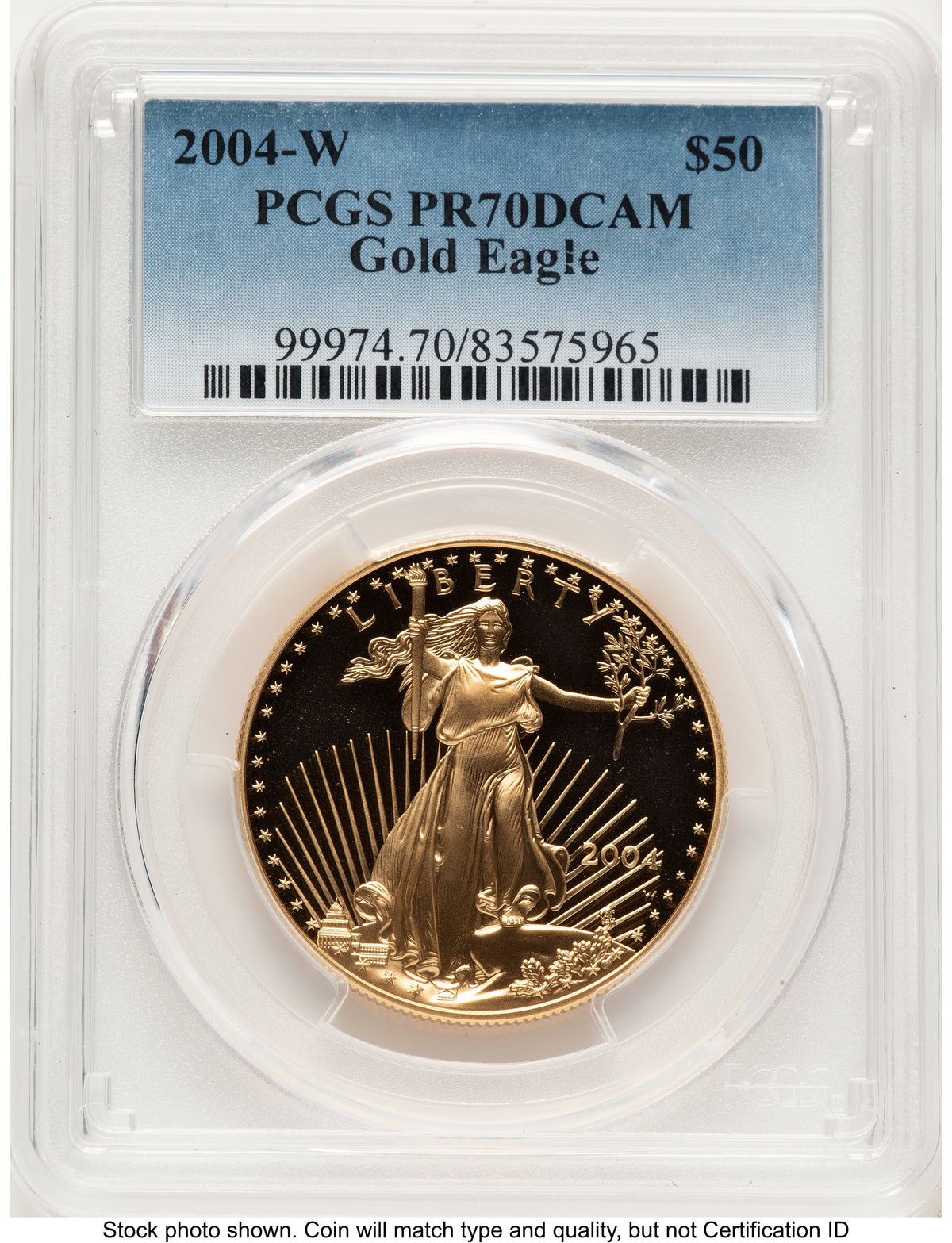 2004-W Proof Gold Eagle 1 oz Blue Gradient PCGS PR70