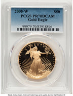 2005-W Proof Gold Eagle 1 oz Blue Gradient PCGS PR70