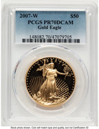 2007-W Proof Gold Eagle 1 oz Blue Gradient PCGS PR70