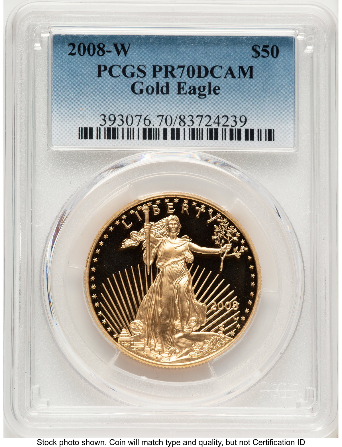 2008-W Proof Gold Eagle 1 oz Blue Gradient PCGS PR70