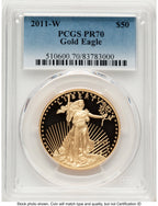 2011-W Proof Gold Eagle 1 oz Blue Gradient PCGS PR70