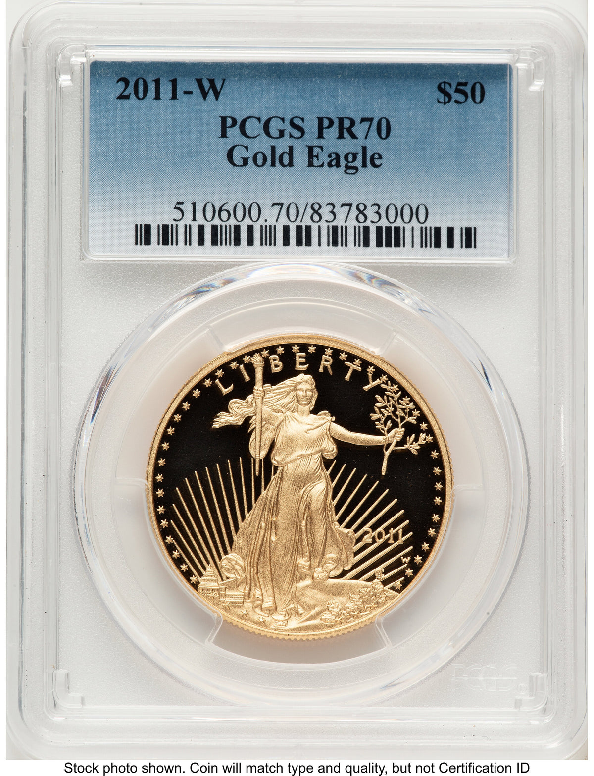 2011-W Proof Gold Eagle 1 oz Blue Gradient PCGS PR70