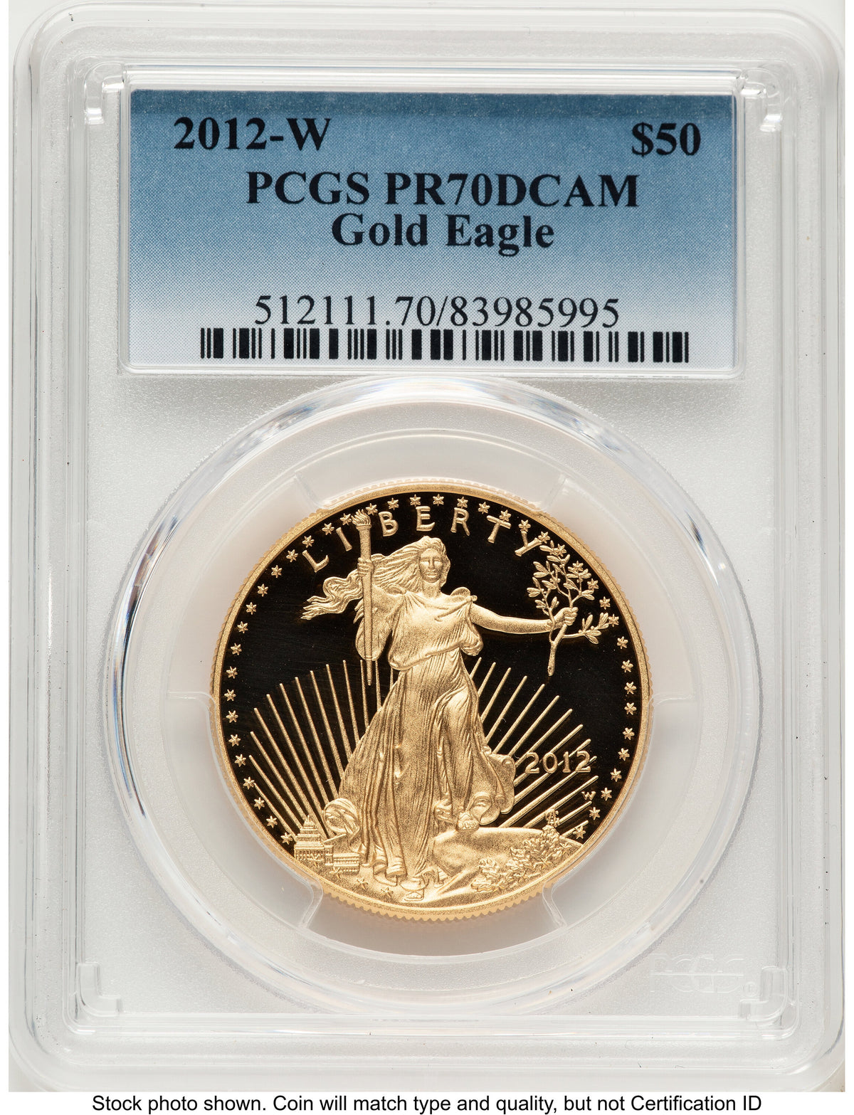 2012-W Proof Gold Eagle 1 oz Blue Gradient PCGS PR70