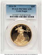 2014-W Proof Gold Eagle 1 oz Blue Gradient PCGS PR70