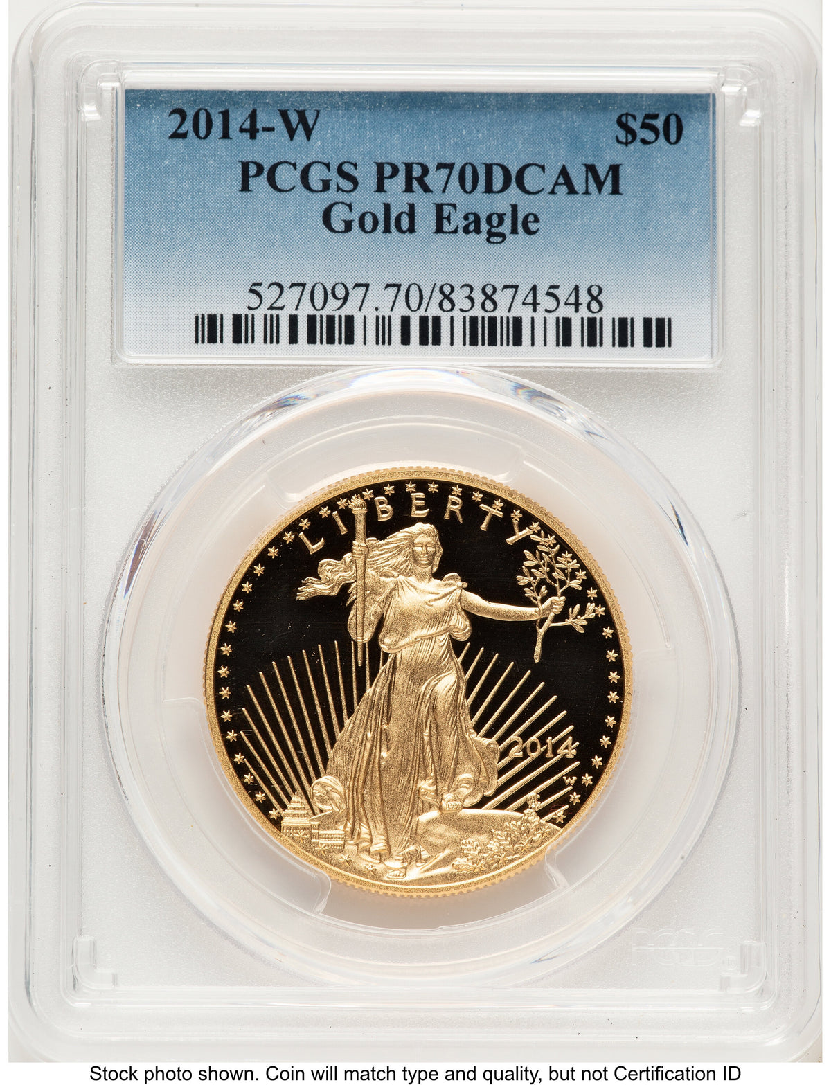 2014-W Proof Gold Eagle 1 oz Blue Gradient PCGS PR70