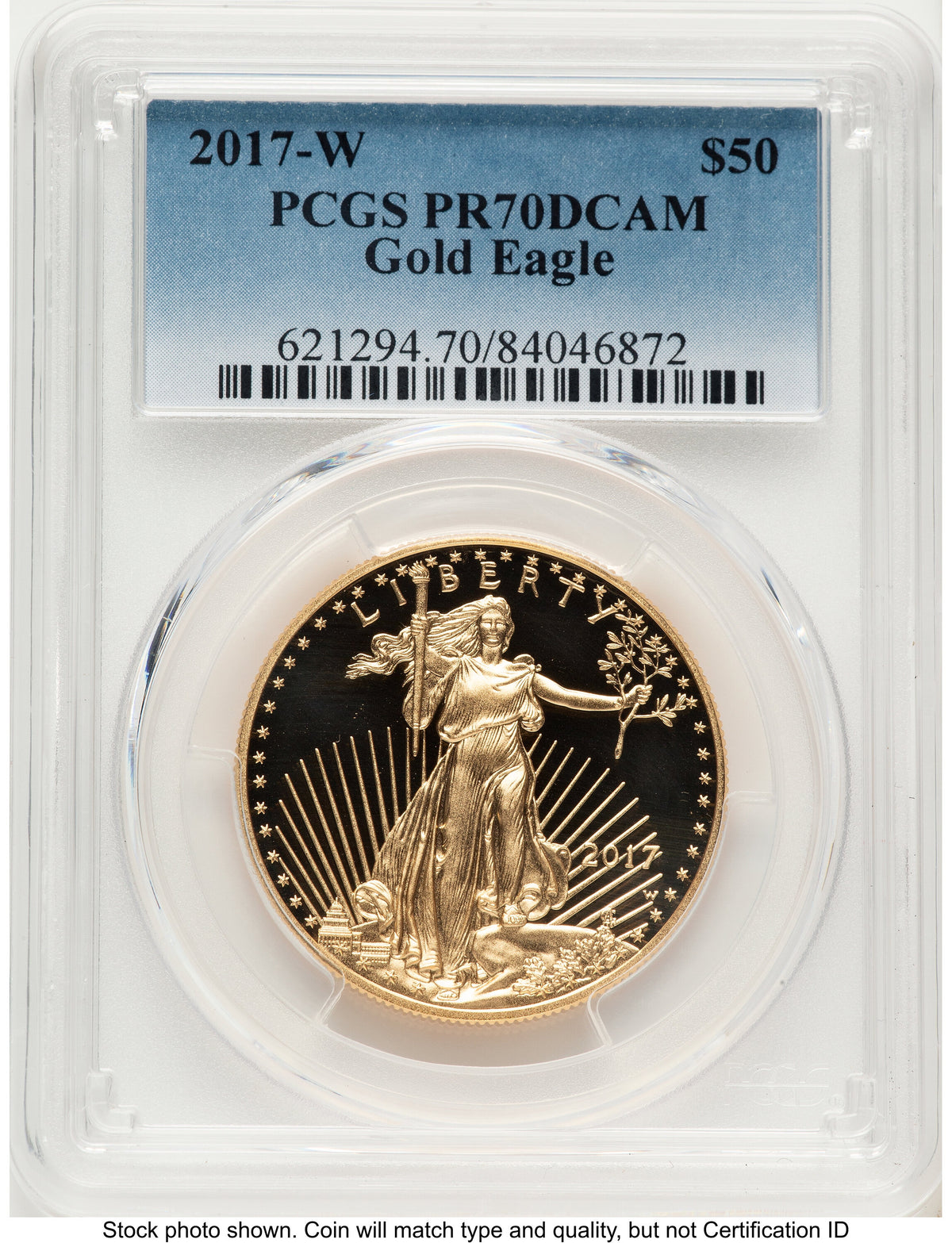 2017-W Proof Gold Eagle 1 oz Blue Gradient PCGS PR70