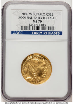 2008-W Burnished Gold Buffalo 1/2 oz ER Blue NGC MS70