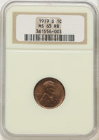 1919-S 1C RB Lincoln Cent NGC MS65