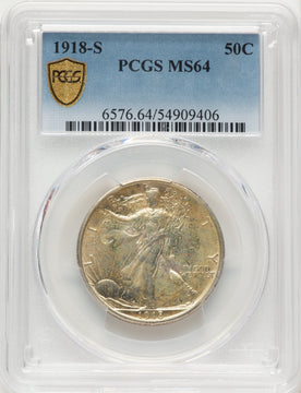 1918-S 50C Walking Liberty Half Dollar PCGS MS64
