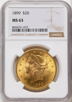 1899 $20 Liberty Double Eagle NGC MS63