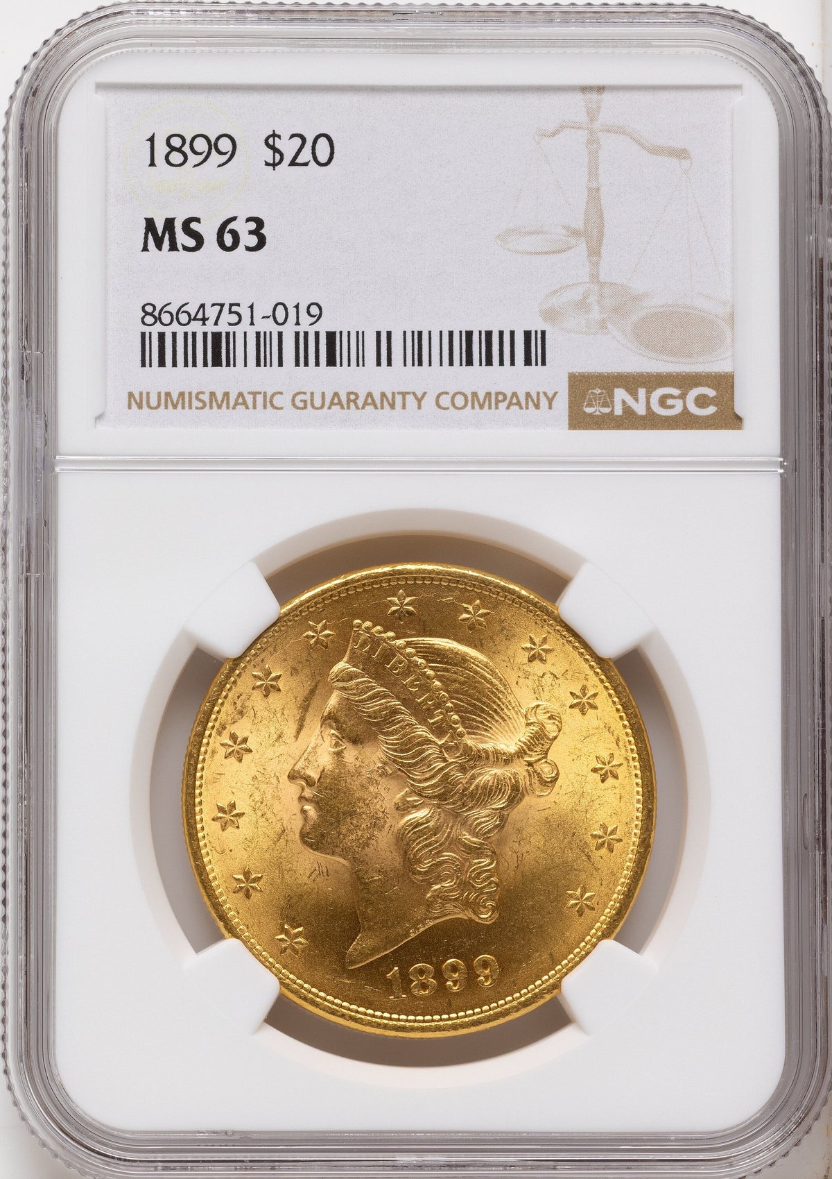 1899 $20 Liberty Double Eagle NGC MS63