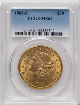 1888-S $20 Blue Gradient Liberty Double Eagle PCGS MS61