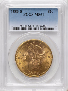 1883-S $20 Blue Gradient Liberty Double Eagle PCGS MS61