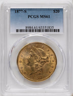 1877-S $20 Blue Gradient Liberty Double Eagle PCGS MS61