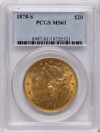 1878-S $20 Blue Label Liberty Double Eagle PCGS MS61
