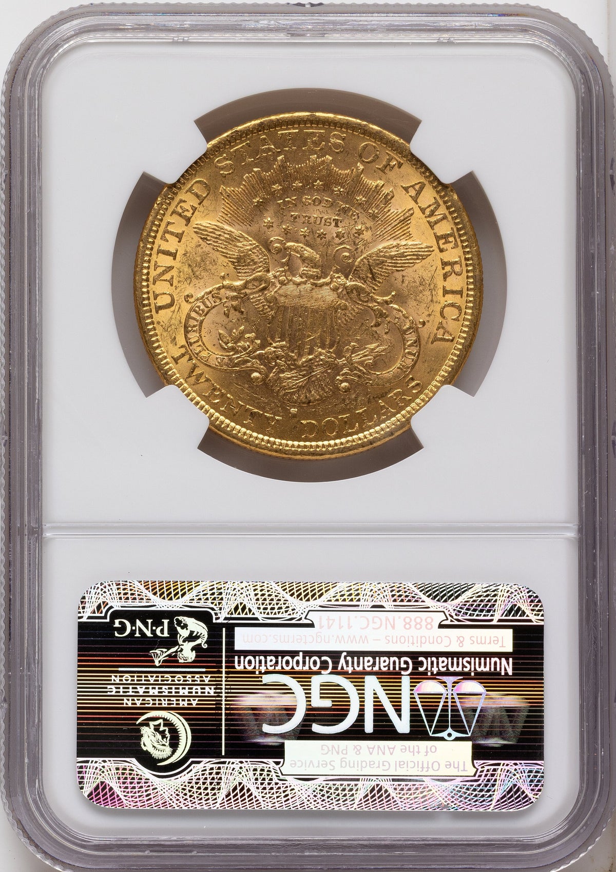 1877-S $20 Brown Label Liberty Double Eagle NGC MS61
