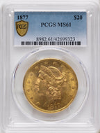 1877 $20 Blue Gradient Liberty Double Eagle PCGS MS61