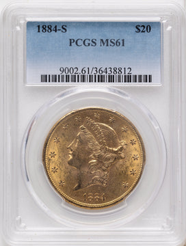 1884-S $20 Blue Gradient Liberty Double Eagle PCGS MS61