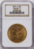 1878-S $20 Brown Label Liberty Double Eagle NGC MS61
